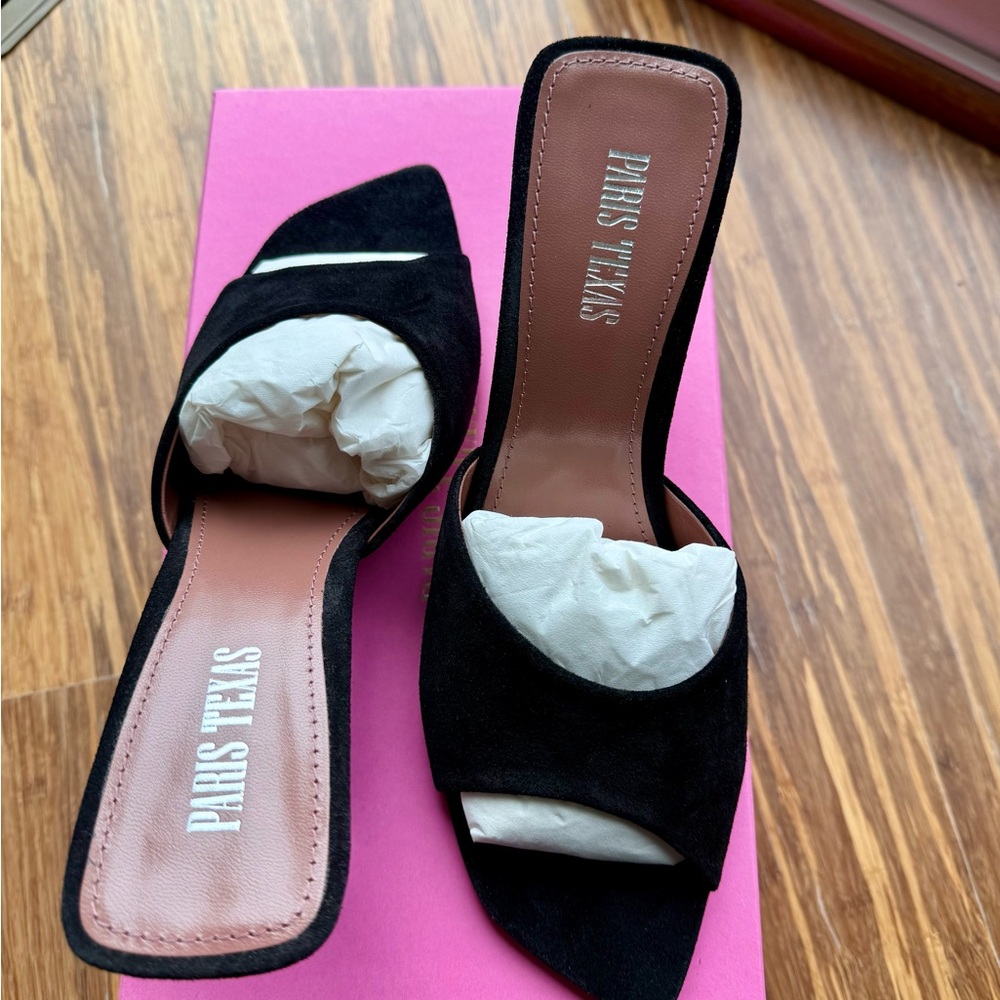 Paris Texas Black Suede Mules